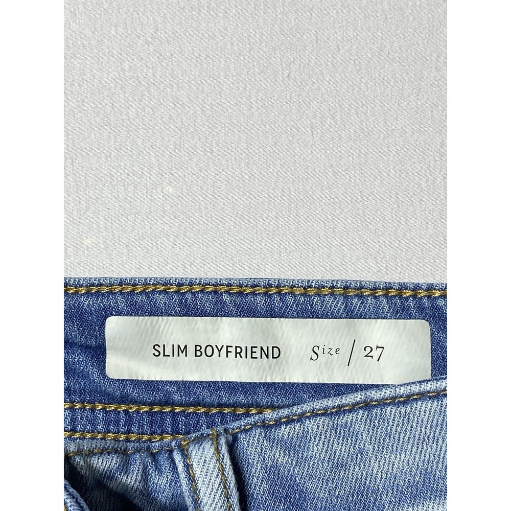 Pilcro Anthropologie Womens 27 Slim Boyfriend Jeans Distressed Light Wash - Picture 6 of 12
